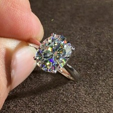 Anello di fidanzamento solitario taglio ovale 3 carati Moissanite oro bianco massiccio 14 carati VVS1