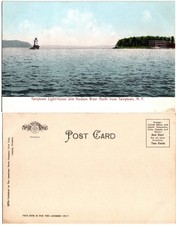 PC del 1900 che mostra il vecchio faro di Tarrytown New York sul fiume Hudson