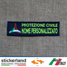 Toppa Patch PROTEZIONE CIVILE - NOME PERSONALIZZATO - Toppe da cucire 12 x 3 cm