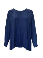Marina Rinaldi Women's Navy Bangkok Long Sleeve Blouse Size 24W/33 NWT