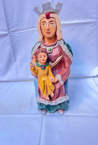 Statua terracotta madonna con - terracotta,