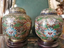 antica coppia vaso cloisonne a rilievo smalto cloisonné