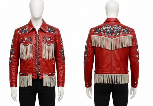 Giacca pelle uomo boho