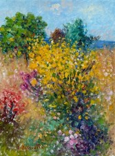 ANTONIO PASCIUTI 40x30 olio su tela " Estate " anni '90 con archivio su foto