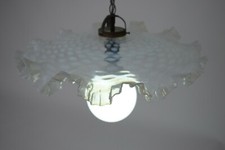 Lampadario Vetro Murano Fazzoletto bianco Opalino vintage country design-262