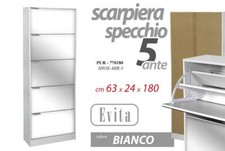 SCARPIERA SPECCHIO SLIM 5 ANTE DOPPIA PROFONDITà SALVASPAZIO MODERNA 180*62*24cm