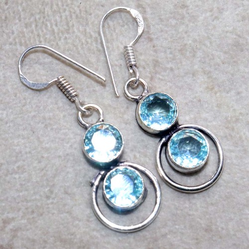 Orecchini topazio blu placcato - orecchini,