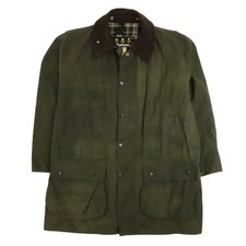 Giacca cappotto Barbour cotone cerato bordo taglia C48 verde foderato a quadri