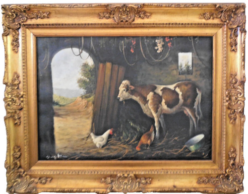 Dipinto quadro scena rustica - dipinto,