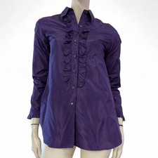 ASPESI Camicia viola ruches Tg IT 40 Seta Silk