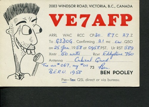 Qsl card radio - qsl, canada