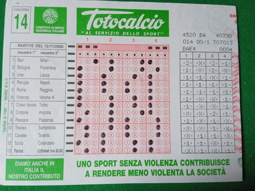 Schedina totocalcio giocata - totocalcio,