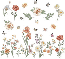 Vintage Butterfly Flowers Wall