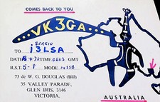 VICTORIA Australia Indigenous Boomerang 1973 Amateur Radio QSL Card 16576