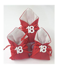 Set 12pz Sacchetto Rosso Numero 18 Anni Juta 10x13cm Bomboniera Portaconfetti