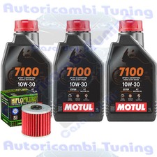 Kit Tagliando Olio Motul 7100 10W30 Filtro Per Kawasaki KLF300 Bayou 1989>2004