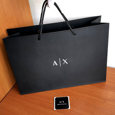 shopping bag ARMANI EXCHANGE busta carta shopper bustina regali acquisti AX nera