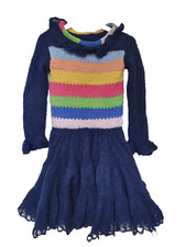 taglia 3Y-4Y ABITO IN MAGLIA DI LANA MOHAIR FATTO A MANO RAGAZZA MINI INVERNA...