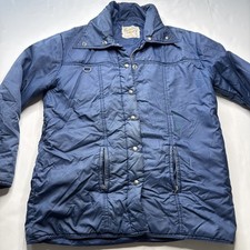 Giacca puffer vintage uomo taglia L full zip nylon abbigliamento sportivo blu internazionale invernale