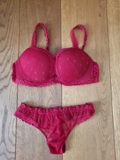 Completo Intimo Intimissimi rosso pizzo super push up pois lacci brasiliano 3 2