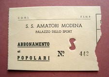 Biglietto S.S Amatori Modena Palazzo dello Sport Coni 