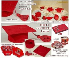 N.12 BOMBONIERA CAPPELLO LAUREA ROSSO con NAPPA PORTA CONFETTI SEGNAPOSTO TK0807