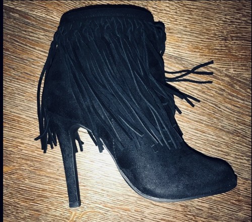 Stivaletto nero donna frange - stivaletto,
