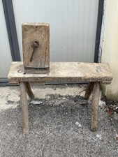 Vecchia Panca  Da Falegname Con Morsa In Legno