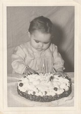 B2 - Foto Photo Fotografia Anni 50 - Compleanno 1° Anno Bambina Torta