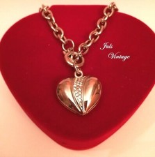 PREZIOSA COLLANA <CUORE> DOUBLE-FACE LEGA ARGENTO-PLATINO,BRILLANTI:BELLISSIMA !