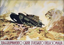 CARTOLINA POST CARD RINO FERRARI RAGGRUPPAMENTO CARRI D'ASSALTO DELLA SOMALIA