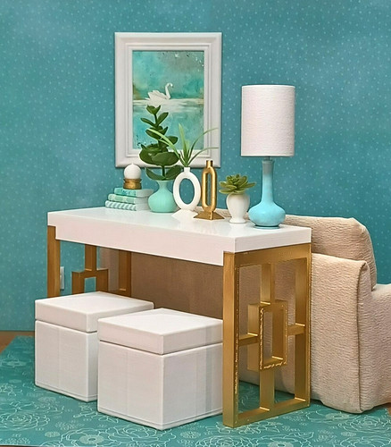 Divano tavolino pouf - 2, oro