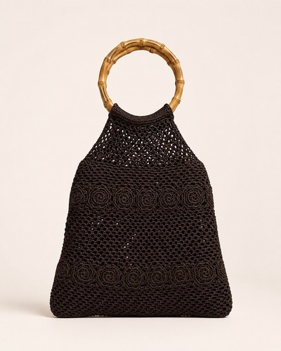 Borsa marrone all'uncinetto
