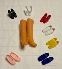 Rarissimo lotto 1972 Barbie, Steffie, PJ stivali+7 paia scarpe Taiwan Mattel