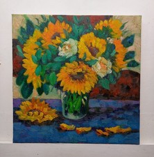 Quadro dipinto fiori girasoli - dipinto,