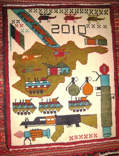 Afghan war rug tribal ak47 - afghan,