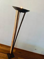 lampada da pavimento fatta a mano in legno - pezzo unico