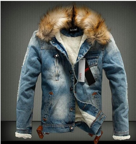 Giacca denim collo pelliccia