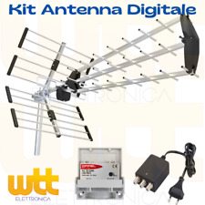 Kit Antenna Tv Esterna Digitale Terrestre UHF Amplificatore Da Palo 5G 2 Uscite