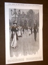 Una sera di novembre in Piazza San Marco nel 1908 Disegno di Umberto Martina