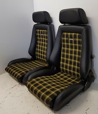 RECARO SEDILI PELLE-GIALLO QUADRI TESSUTO OPEL-VW MAGGIOLINO-T2-T3 E D'EPOCA NUOVI RIVESTITI