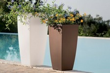 Vaso QUADRATO LISCIO MODERNO H 70/h 90 cm in Resina con Ripiano arredo Piante