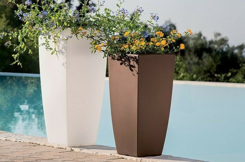 Vaso quadrato liscio moderno - quadrato, h