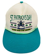 *VINTAGE* Mohr's St. Patrick's Day Kiss Me Leprechaun Doppio Snapback Cappello Nastro