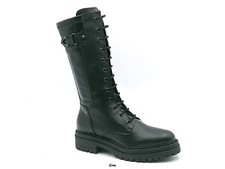 Stivali donna Nero Giardini I411840D anfibi alti sportivi zip e lacci pelle nero