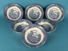 Servizio 6 Piatti Ciotole Coppette Ceramica Inglese Barratts Staffordshire Blu