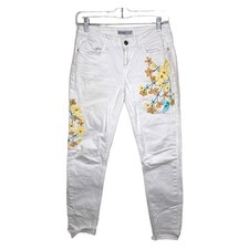 Jeans skinny bianco ricamato