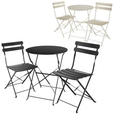 Set Bistrot Pieghevole 2Persone Telaio in Acciaio Tavolo Sedie Giardino Elegante