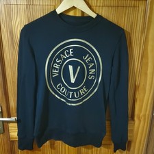 Felpa donna VERSACE JEANS COUTURE logo emblema a V girocollo nera taglia S/8
