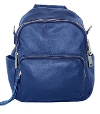 Borsa Donna Zaino VERA PELLE morbida Blu A Spalla Due Scomparti  Divisori Tasche